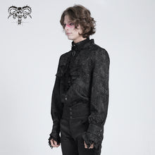 Load image into Gallery viewer, SHT01001 Paisley jacquard shining black rose lace cuff gothic men shirts with bow tie
