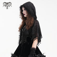 Load image into Gallery viewer, CA047 Women Gothic Flocked Spider Web Hooded Shawl
