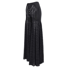 Load image into Gallery viewer, EPT017 Velvet and burnt-out flower mesh bell-bottom gothic women pants
