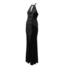Load image into Gallery viewer, SKT238 Punk Velvet Snake Print Fishtail Long Dress
