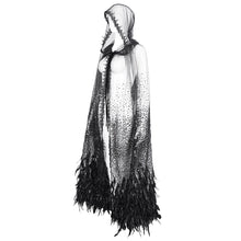 Load image into Gallery viewer, ECA016 Gothic sequined feather hooded women&#39;s long cloak
