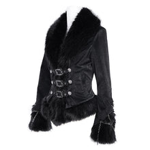 Load image into Gallery viewer, CT239 Gothic Women Black Patterned leather long-sleeved short wool jacket
