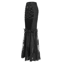 Load image into Gallery viewer, ESKT04401 Black Gothic high waist fishtail skirt
