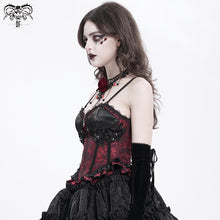 Load image into Gallery viewer, CST00802 Sexy Women Gothic Lace Up Rose Jacquard Pleated Suspender Corset
