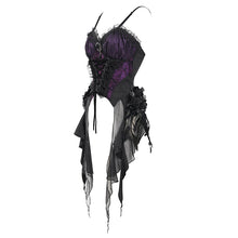 Load image into Gallery viewer, ECST00702 purple Gothic Pattern Jacquard Feather Rose Women sexy Corset
