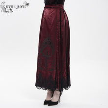 Load image into Gallery viewer, ESKT069 Burgundy Gothic Cross Embroidered Horse Face Skirt
