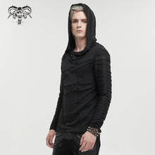 Load image into Gallery viewer, TT158 everyday wear men irregular striped patchwork punk bandage hooded top
