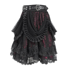 Load image into Gallery viewer, SKT23902 black and red Lolita short puffy skirt
