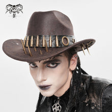 Load image into Gallery viewer, AS266 Punk brown cowboy hat with spiked brim
