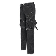 Load image into Gallery viewer, PT300 Punk-Style Straight-Leg Trousers with Acid-Wash Effect (Convertible into Shorts)
