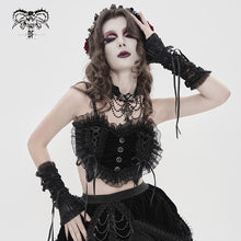 Load image into Gallery viewer, TT30901 Gothic-Style Heart-Shaped Strappy Cropped T-Shirt
