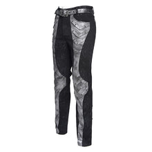 Load image into Gallery viewer, PT295 Gold-Stamped Twill and Faux Leather Paneled Punk Trousers
