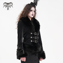Load image into Gallery viewer, CT239 Gothic Women Black Patterned leather long-sleeved short wool jacket
