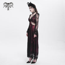 Load image into Gallery viewer, SKT171 Gothic wine red lace dropped waist dress
