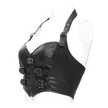 Load image into Gallery viewer, WT094 Punk Stretchy Twill Halter Short Vest
