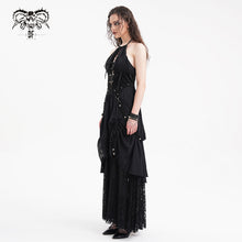 Load image into Gallery viewer, SKT213 Punk halter neck long dress with drawstring at chest

