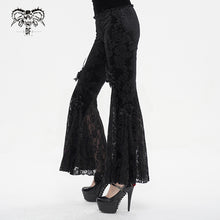 Load image into Gallery viewer, EPT01401 Black Gothic velveteen embossed flared pants
