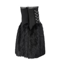 Load image into Gallery viewer, AS323 Black plush V-shaped mid-length leg warmers
