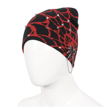 Load image into Gallery viewer, AS17202 black and red punk rivet woolen hat

