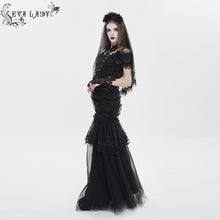 Load image into Gallery viewer, ESKT081 V-Neck Open-Back Mesh Puffy  Fishtail Dress
