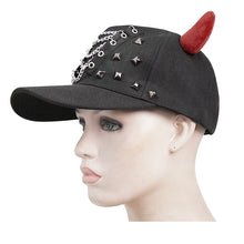 Load image into Gallery viewer, AS166 small Ox horn punk peaked cap
