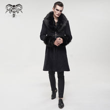 Load image into Gallery viewer, CT19001 black Gothic fur collar coat
