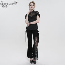 Load image into Gallery viewer, EPT01101 Black Asymmetric Dark Pattern Flare Pants
