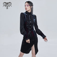Load image into Gallery viewer, SHT074 Gothic high neck black and red blouse
