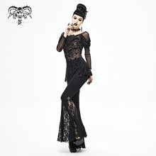 Load image into Gallery viewer, TT169 Gothic Off The Shoulder Back Swing Collar Printed Mesh T-shirt
