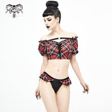 Load image into Gallery viewer, SST019C Scottish red plaid swimsuit blouse
