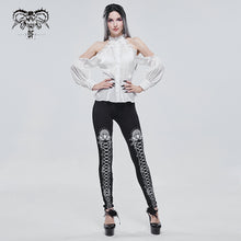 Load image into Gallery viewer, PT14701 White lace tie-rope pattern printed leggings
