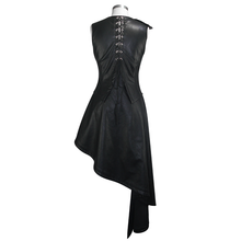 Load image into Gallery viewer, SKT089 zipper up asymmetric sleeveless women punk rock mid-length leather dress
