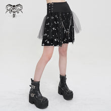 Load image into Gallery viewer, SKT15702 punk women black and white cross printed skirt
