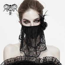 Load image into Gallery viewer, MK025 mysterious sexy ladies floral gothic cotton mask with eyelash lace veil
