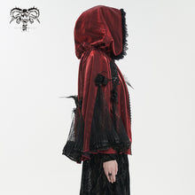 Load image into Gallery viewer, CA03602 Black and red Glitter Gothic Rose Cape
