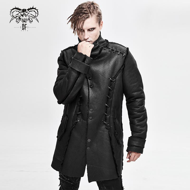 CT148 high collar unedged punk short fur winter thick jacket for men