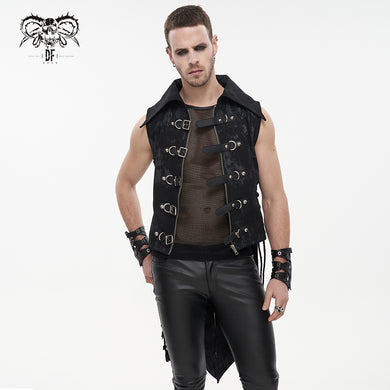 Devil Fashion Men Black Gothic Punk Rock Street Vest Drawstring Decoration  Top