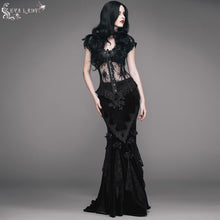 Load image into Gallery viewer, ESKT003 party rose embossed gothic velvet gown long half fishtail skirt
