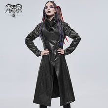 Load image into Gallery viewer, CT17901 punk women winter Black grey puff big collar long leather coat
