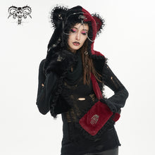 Load image into Gallery viewer, AS140 Black and red cat ears punk hooded scarf
