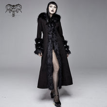 Load image into Gallery viewer, CT12601 winter sexy women black Gothic double-faced woolen hooded long coat with fur
