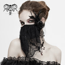 Load image into Gallery viewer, MK025 mysterious sexy ladies floral gothic cotton mask with eyelash lace veil
