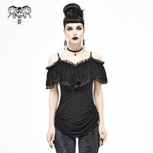 Load image into Gallery viewer, TT171 Gothic strapless drawstring sling T-shirt
