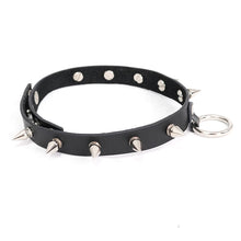 Load image into Gallery viewer, AS077 punk rock women spiked metal ring leather chocker
