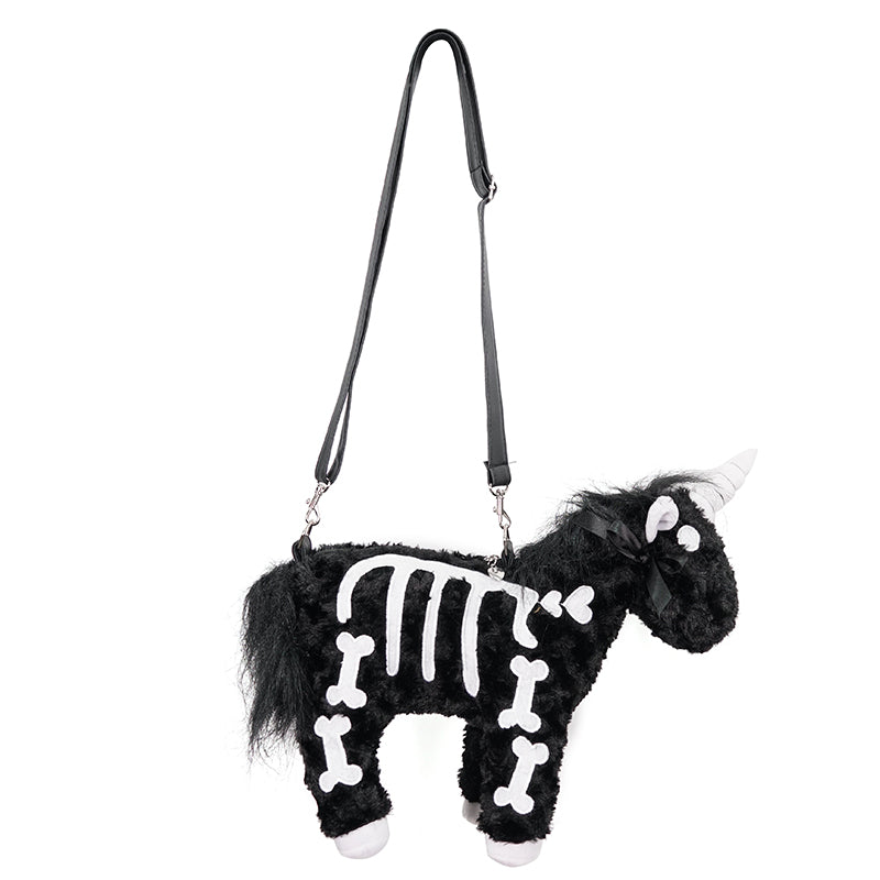 Amalthea' Gothic Unicorn Skull Bones Plush Bag – DevilFashion Official