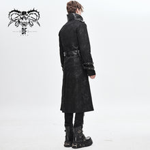 Load image into Gallery viewer, CT143 winter military uniform open collar printed punk men belted long coat with bag
