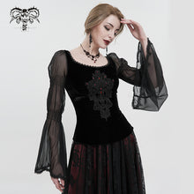 Load image into Gallery viewer, TT193 Gothic Velvet chiffon Long Sleeve Women&#39;s T-Shirt
