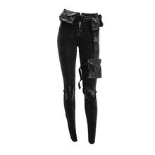 Load image into Gallery viewer, PT102 biker daily dark pattern women punk stretchy fitted pants with bags

