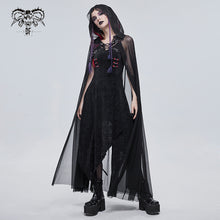 Load image into Gallery viewer, CA030 women hooded transparent long mesh punk cape
