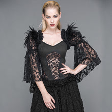 Load image into Gallery viewer, CA005 lace horn sleeve velveteen feather gothic sexy women shawl
